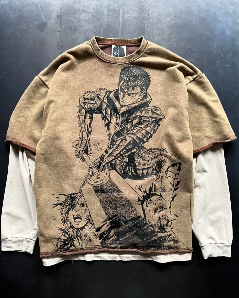 30MOQ 100% Cotton Oversize Manga T- Shirt Streetwear Graphic Cropped Boxy Vintage Double Sleeve Dirty T Shirt for Men - Image 2