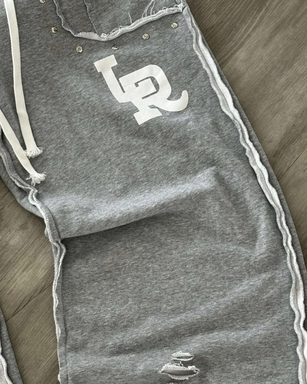 Baggy Wide Leg Classic High Quality  Stack Track Sweatpants Cropped Raw Hem Jogger Rivet 100% Cotton Sweat Pant Men - Image 5