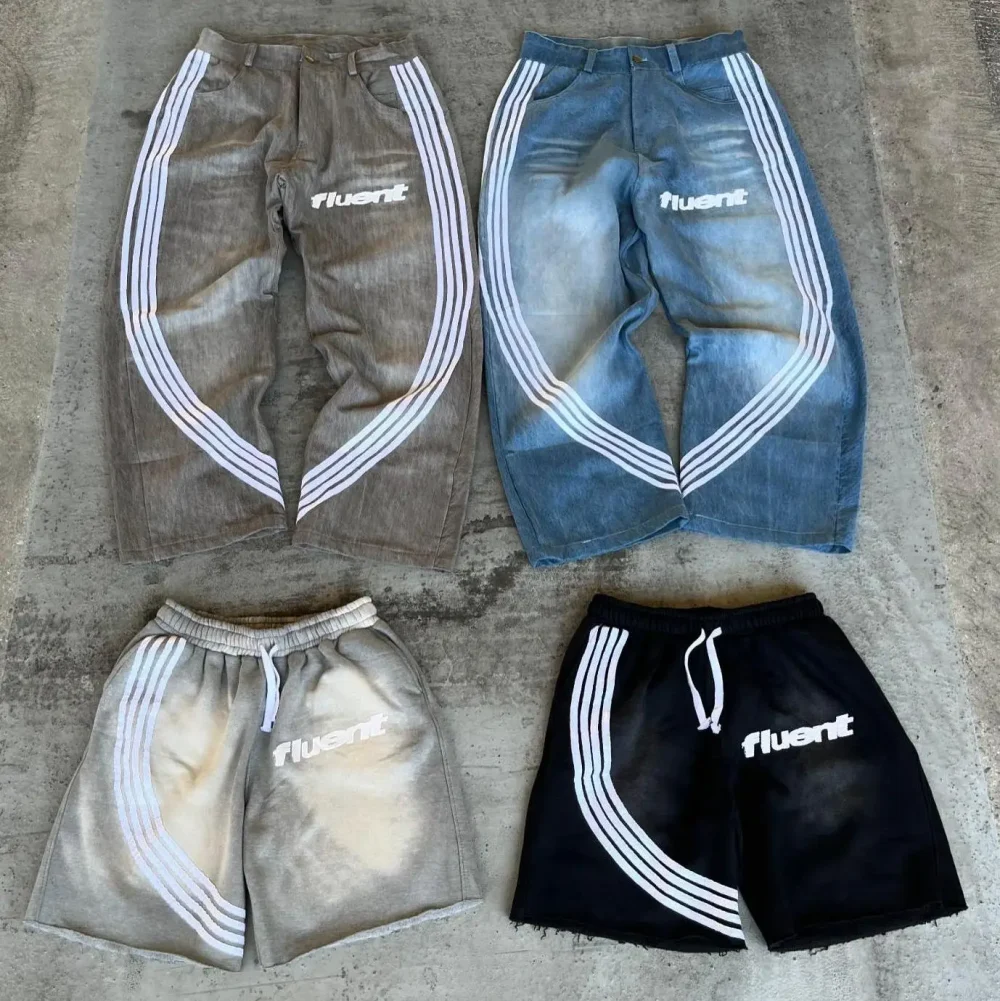 Made 100% Pure Cotton Denim With Embroidered Letter Designs, Acid - Washed, Featuring  Designs for Men