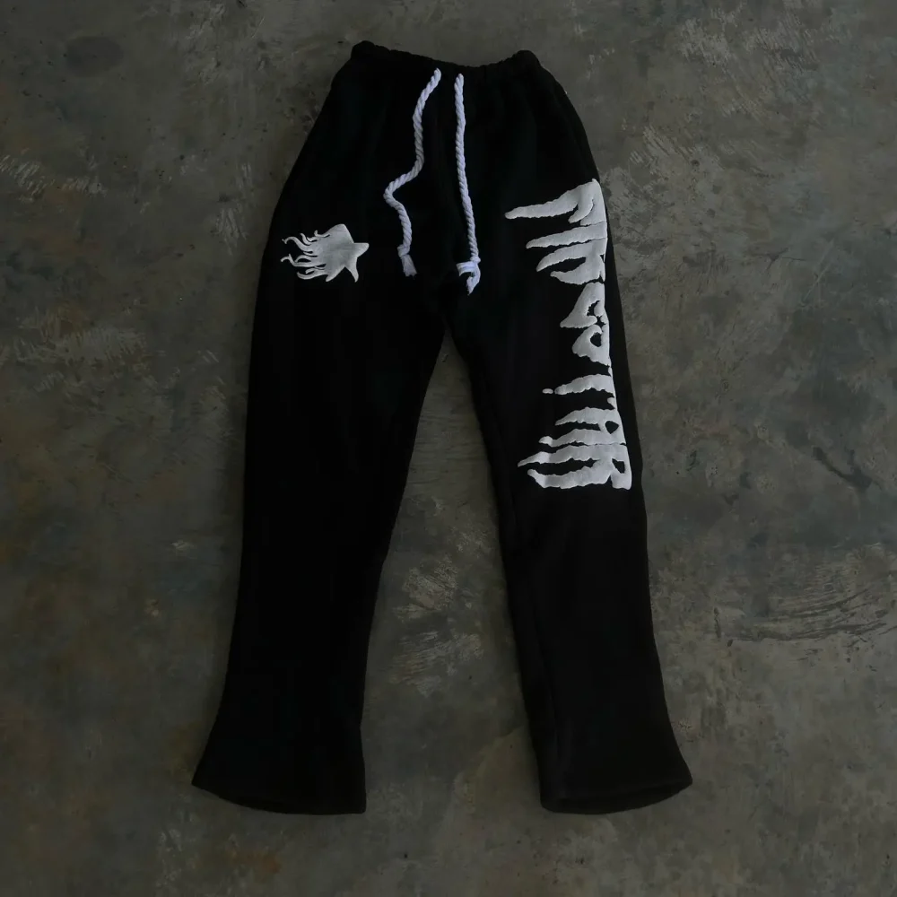 30MOQ Dongguan Classic High Quality Puff Print Stack Track Sweatpants Jogger 100% Cotton Flare Sweat Pants Men - Image 4