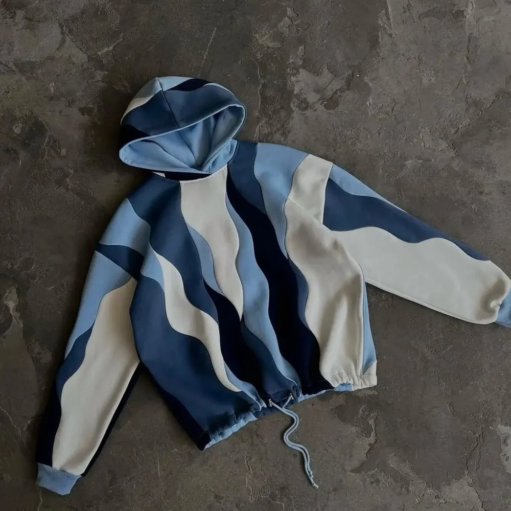 Colorblock Hoodie Cut and Sew Pullover Cotton Hoodie Patchwork Aesthetic Cropped Unique Hoodies Styles Men