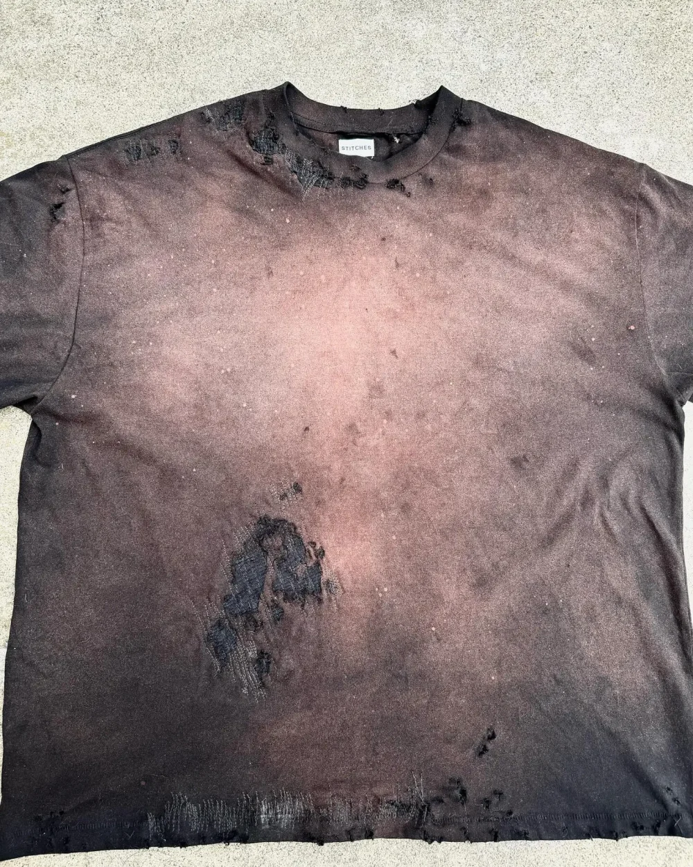 Crewneck Baggy Distressed Sun Faded Streetwear Cropped Boxy Vintage Sun Faded Spray Wash Acid Wash T Shirt for Men - Image 4
