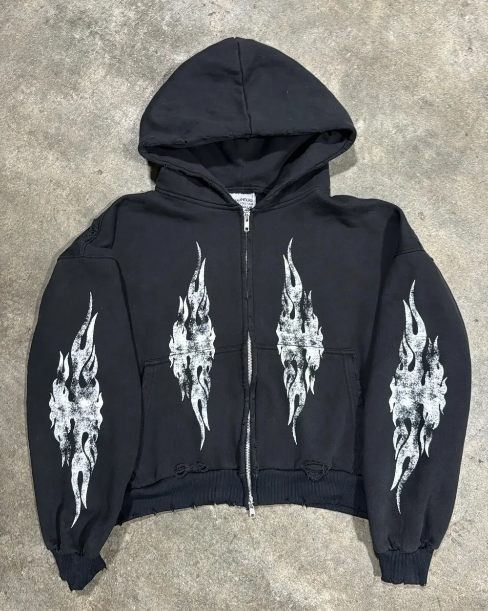 450gsm Screen Print Plus Size Plain French Terry Cotton Zipper Crop Pullover Heavyweight Acid Wash Zip up Hoodie - Image 2