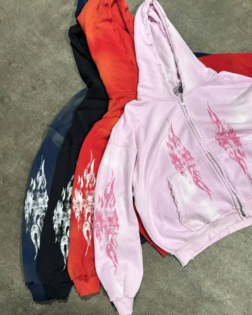 450gsm Screen Print Plus Size Plain French Terry Cotton Zipper Crop Pullover Heavyweight Acid Wash Zip up Hoodie - Image 5