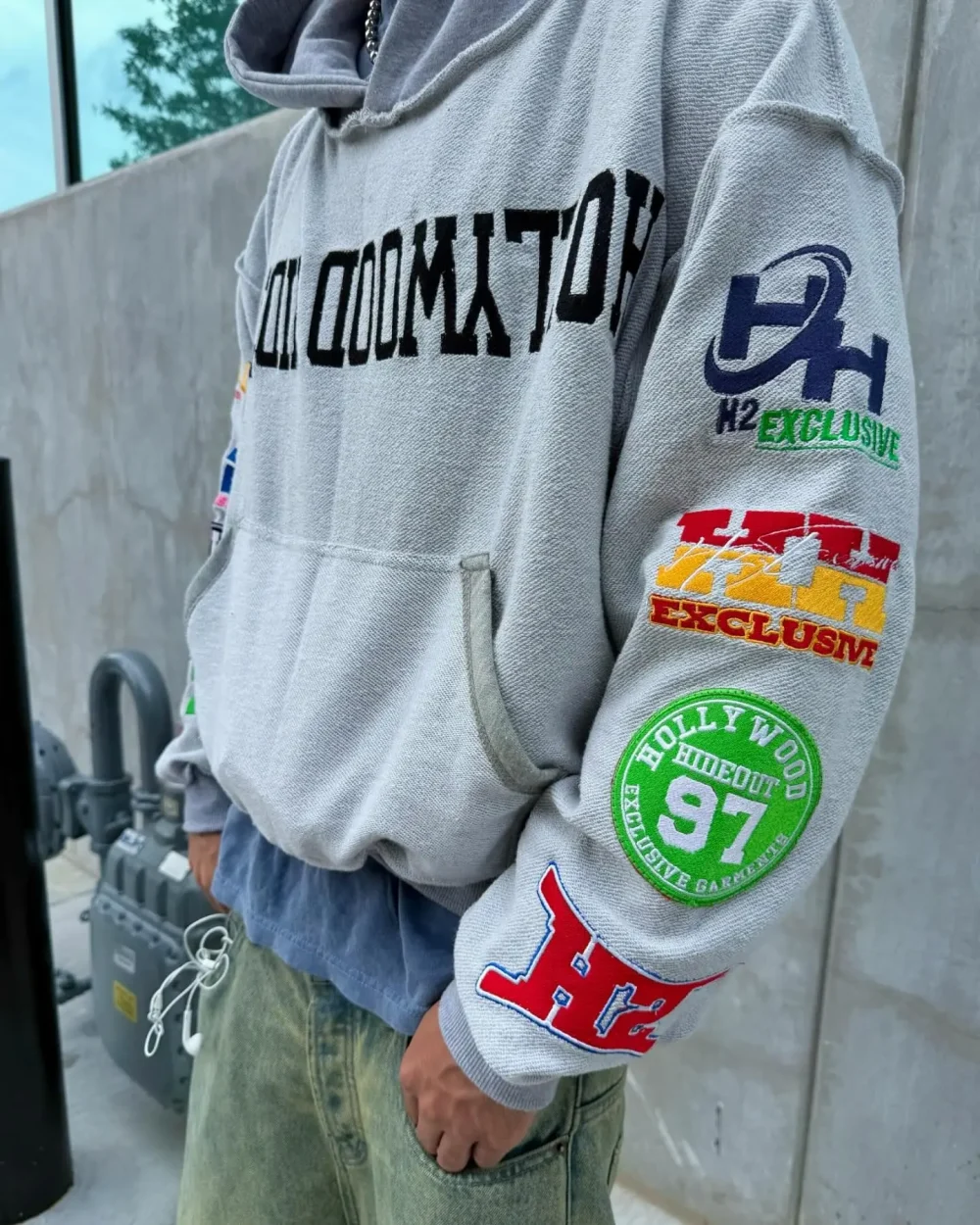 30MOQ Embroidery Patch 100% Cotton Contrast French Terry High Quality  Woven Tag Men Hooded Hoodies Unisex - Image 2