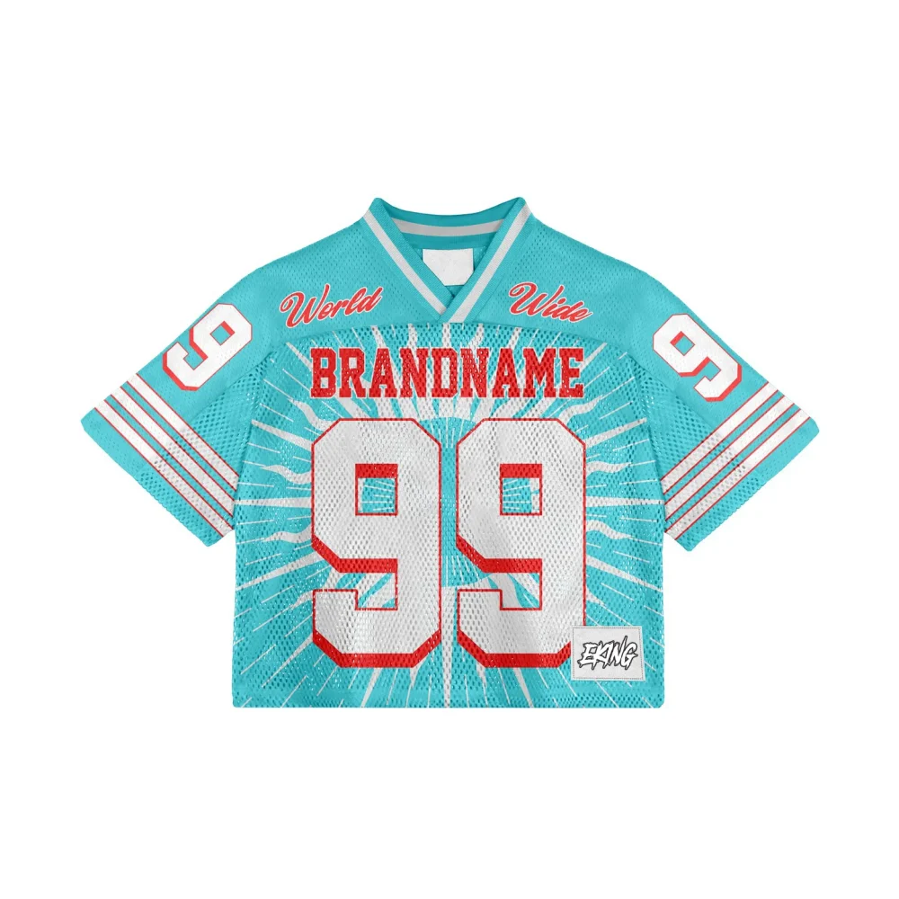 Clothing Oversized Crop Boxy Sublimation Retro Streetwear Mesh American Football Graphic Jersey t Shirt - Image 5