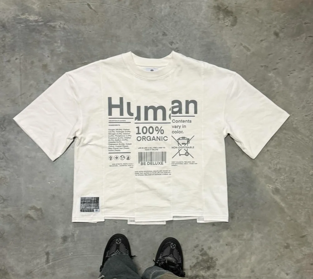 Cut and Sew Distressed Luxury Personalized Oversize Streetwear  Vintage Boxy Cropped Acid Wash Screen Printed T Shirt - Image 6