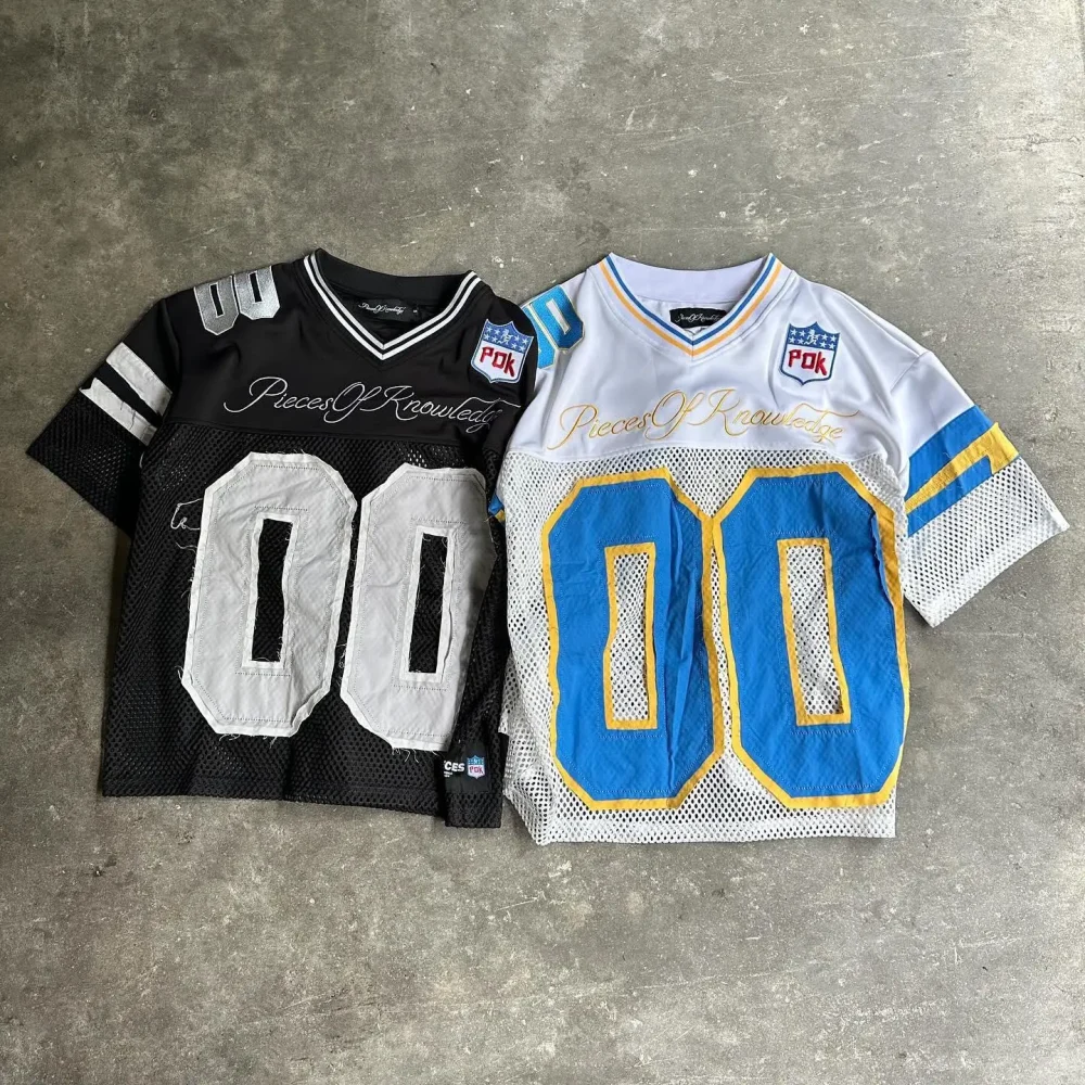 30MOQ Screen Print Oversized Boxy Polyester Football Jersey Heat Transfers for T-shirts Retro American Jersey