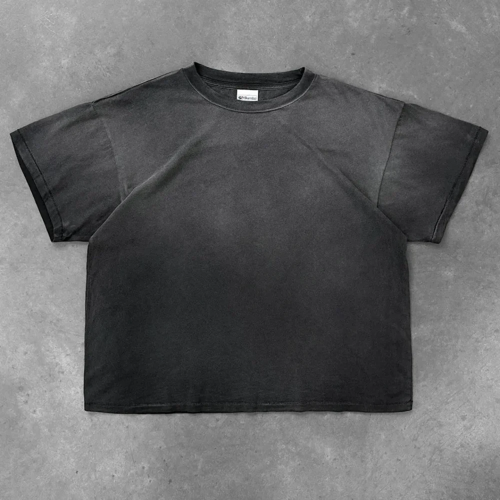 Distressed Tee 100% Cotton Crew Neck Heavyweight French Terry Essentials Oversized Faded Vintage Acid Wash  T Shirt Men - Image 4