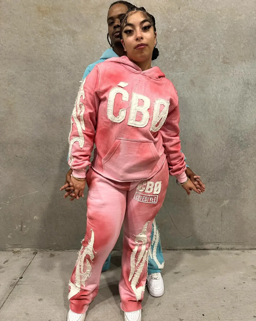 100% Cotton Sun Faded French Terry Embroidery Patch Heavyweight Acid Wash Drawstring Waist Track Pants Sweat Pants - Image 5