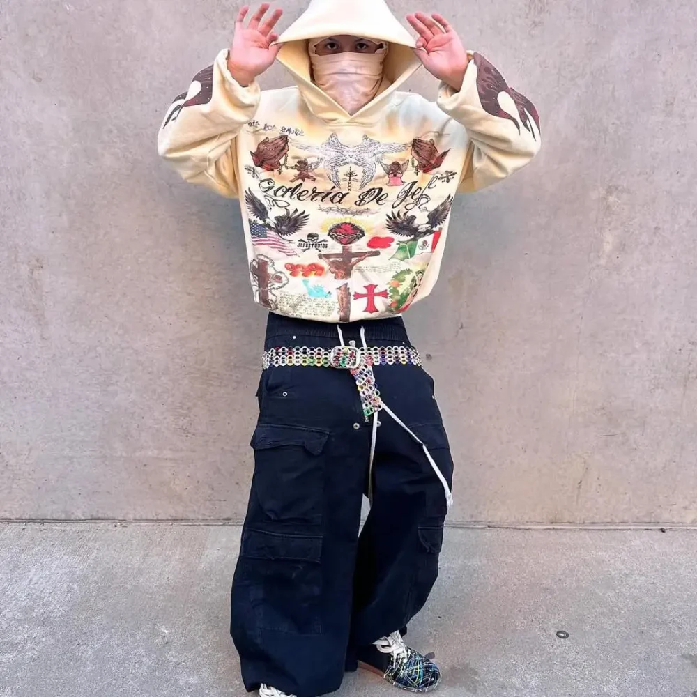 100% cotton Oversized  High Quality Fashion Streetwear Heavyweight of 400 Grams with DTG Print Men's Pullover - Image 3