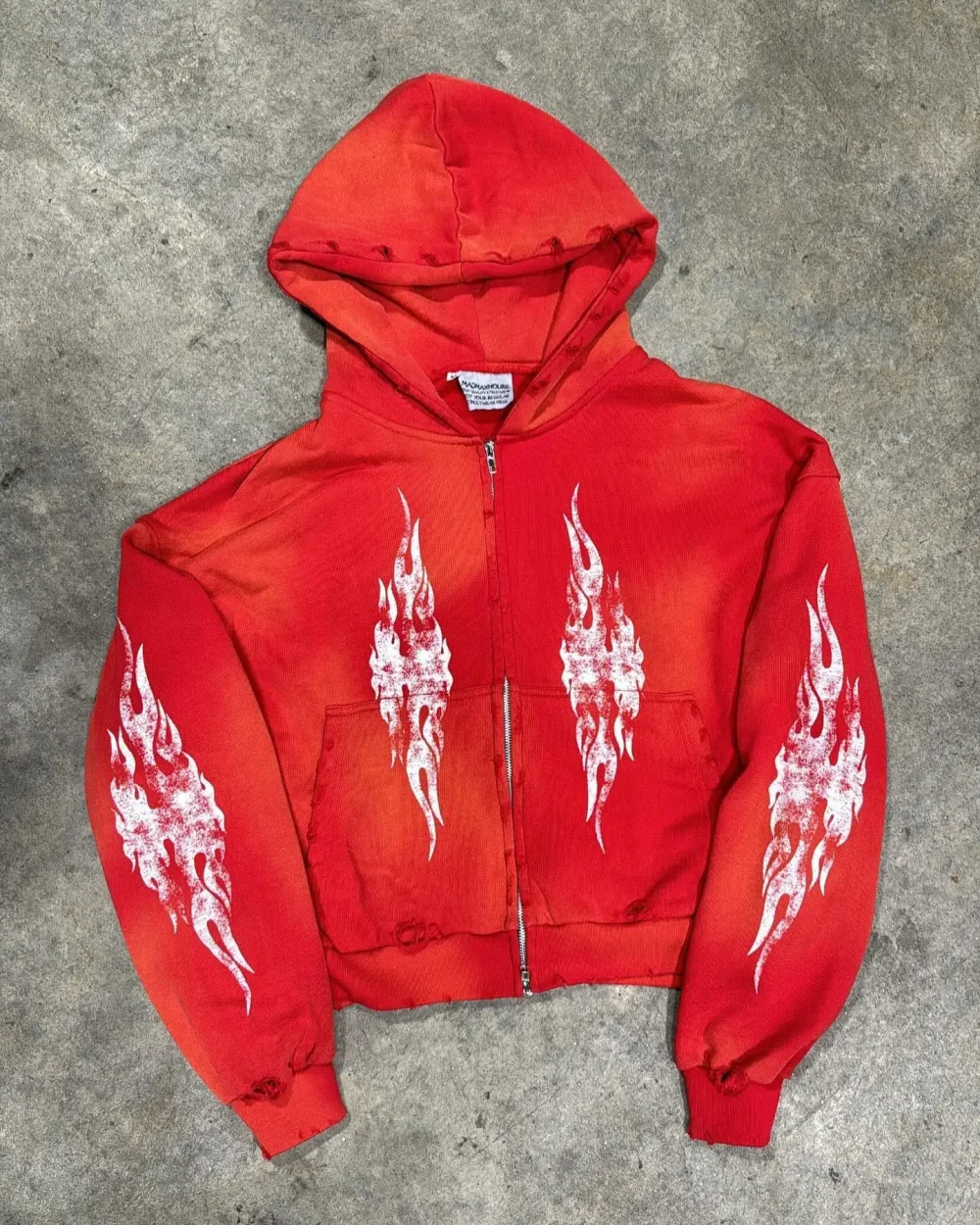 450gsm Screen Print Plus Size Plain French Terry Cotton Zipper Crop Pullover Heavyweight Acid Wash Zip up Hoodie - Image 3