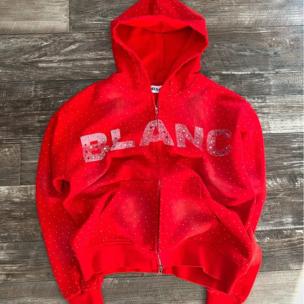 100% cotton Acid Wash Regular Fit Men's Hoodie  Half Zipper Heavyweight 400 Grams with Screen Print and Rhinestone - Image 3