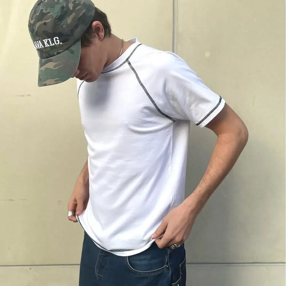 Boxy Shirt Tee High Quality Oversized t Shirt Men 100% Cotton Raw Edge Tshirt Cropped Boxy T-Shirt - Image 2