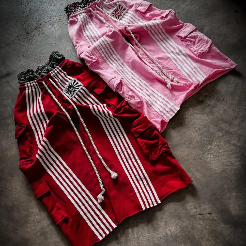 100% Pure Cotton High-end Men's Pants Heavyweight of 400 Grams in HIP-POP Style with Applique Embroidered - Image 2