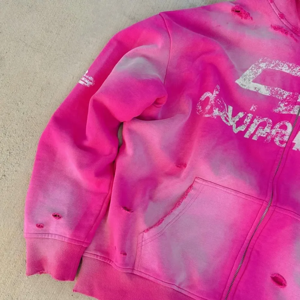 100% cotton regular fit  Streetwear  Half Zip Heavyweight of 400 Grams Acid Washed with Hole Vintage Men's Hoodie