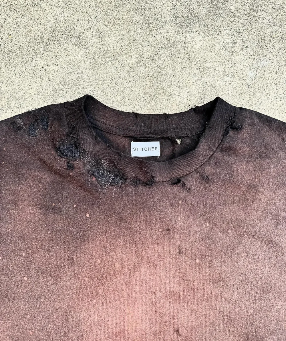 Crewneck Baggy Distressed Sun Faded Streetwear Cropped Boxy Vintage Sun Faded Spray Wash Acid Wash T Shirt for Men - Image 6