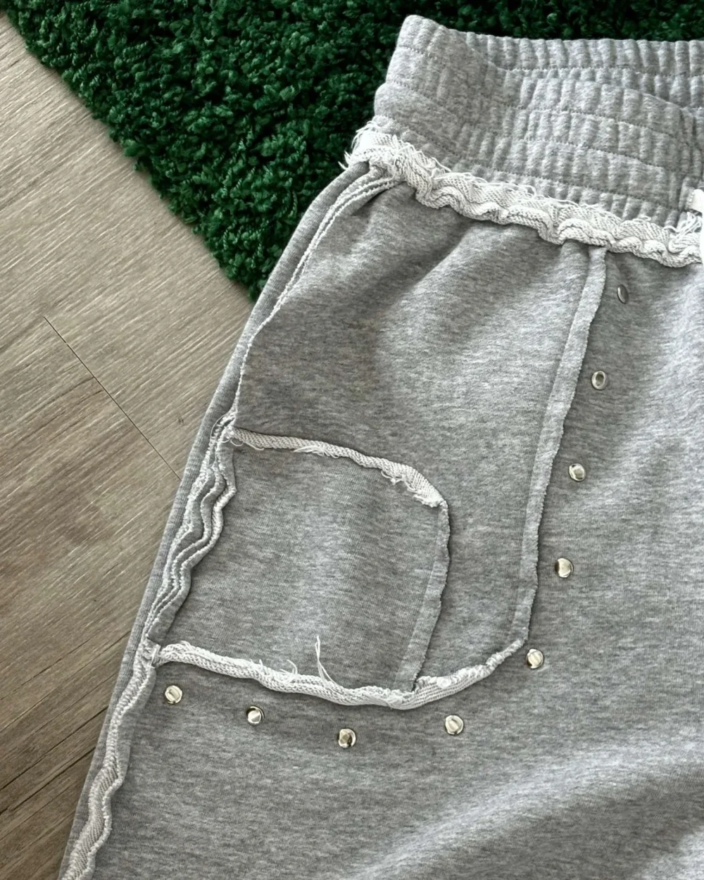 Baggy Wide Leg Classic High Quality  Stack Track Sweatpants Cropped Raw Hem Jogger Rivet 100% Cotton Sweat Pant Men - Image 2