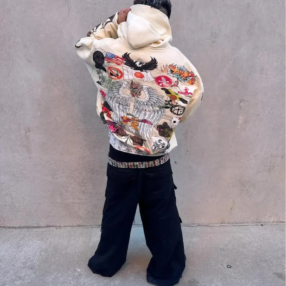 100% cotton Oversized  High Quality Fashion Streetwear Heavyweight of 400 Grams with DTG Print Men's Pullover - Image 2