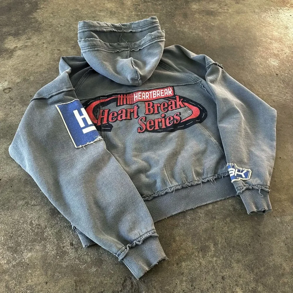 Dongguan Clothing Printed Zip up Embroidery No Stringshoody Acid Wash Double Cap French Terry Stripe Hoodie for Men - Image 5
