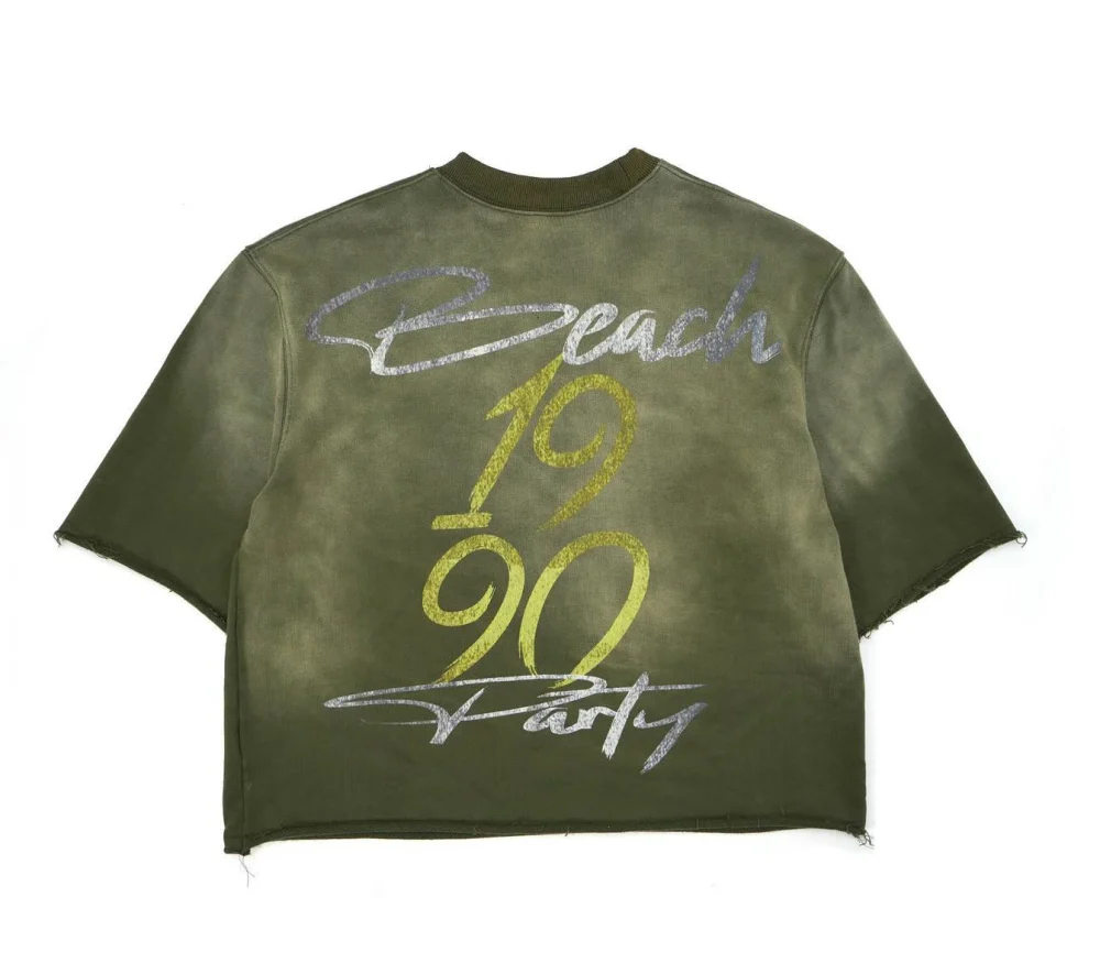 Distressed grams Shoulder Sun Faded Streetwear Graphic Cropped Boxy Vintage Acid Wash T Shirt for Men - Image 2
