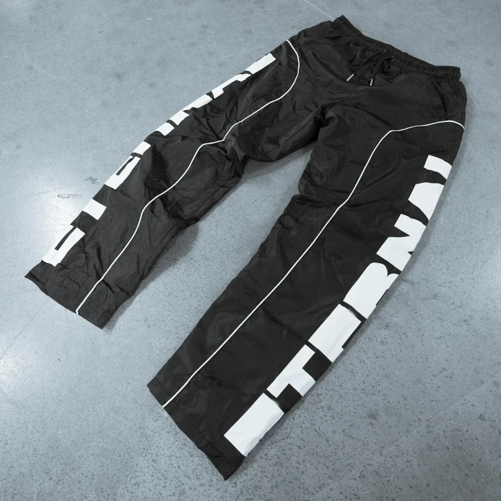 High Quality Sports Running Oversized Parachute Baggy Print Track Pants Reflective Windbreaker Pants for Men Nylon