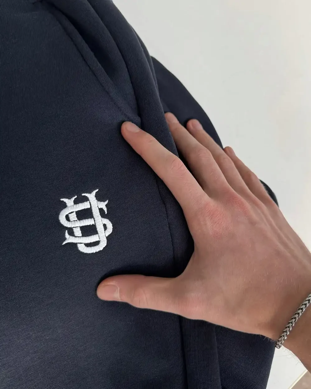 100% Pure Cotton High-end Men's Casual Pants Weight of 400 Grams Street Style Loose Fit with Embroidery