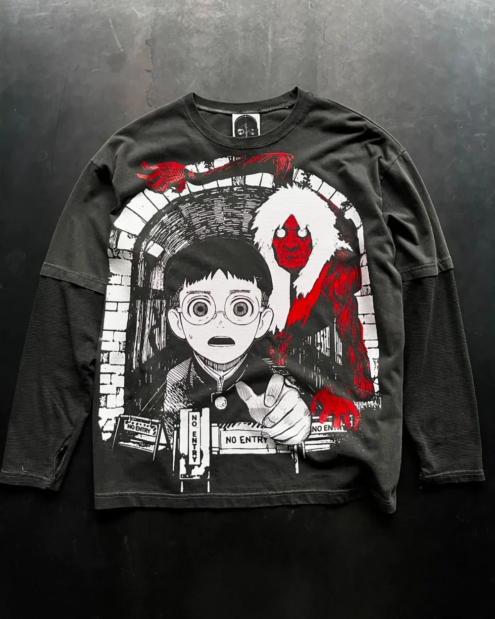 30MOQ 100% Cotton Oversize Manga T- Shirt Streetwear Graphic Cropped Boxy Vintage Double Sleeve Dirty T Shirt for Men