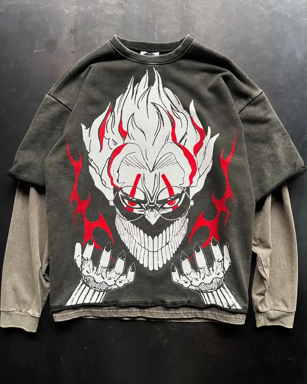 30MOQ 100% Cotton Oversize Manga T- Shirt Streetwear Graphic Cropped Boxy Vintage Double Sleeve Dirty T Shirt for Men - Image 3