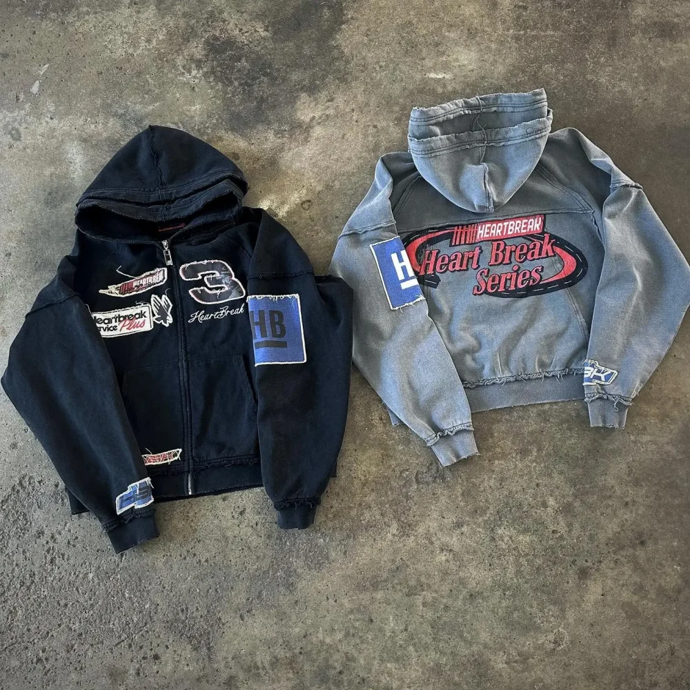 Dongguan Clothing Printed Zip up Embroidery No Stringshoody Acid Wash Double Cap French Terry Stripe Hoodie for Men